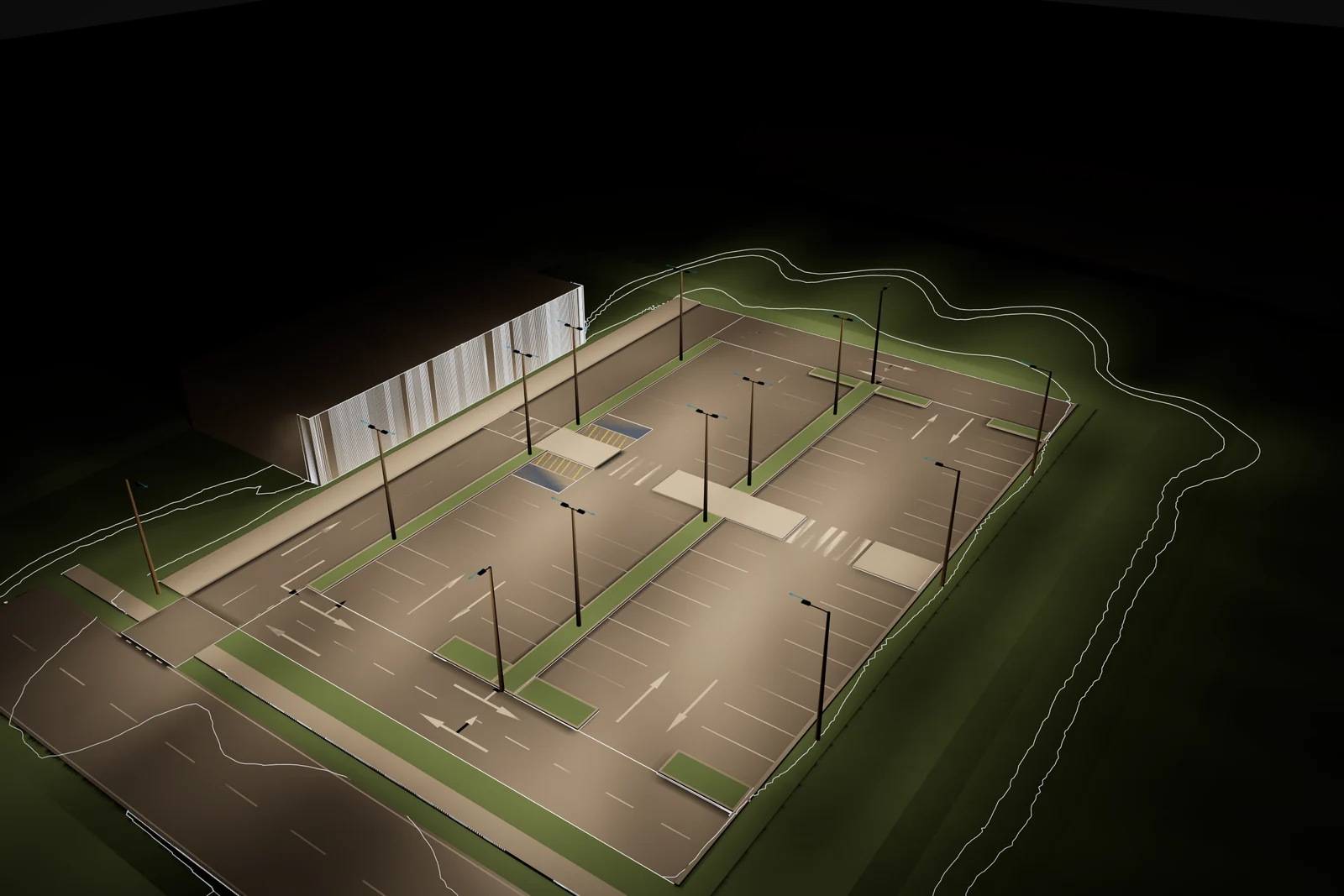 The Bunnings Southport car park lit at night, captured in Lumadex photo mode